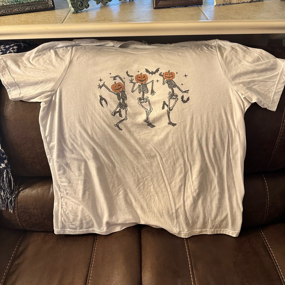 White Halloween Skeleton T-Shirt